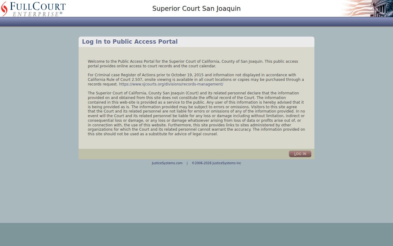San Joaquin FullCourt public access portal