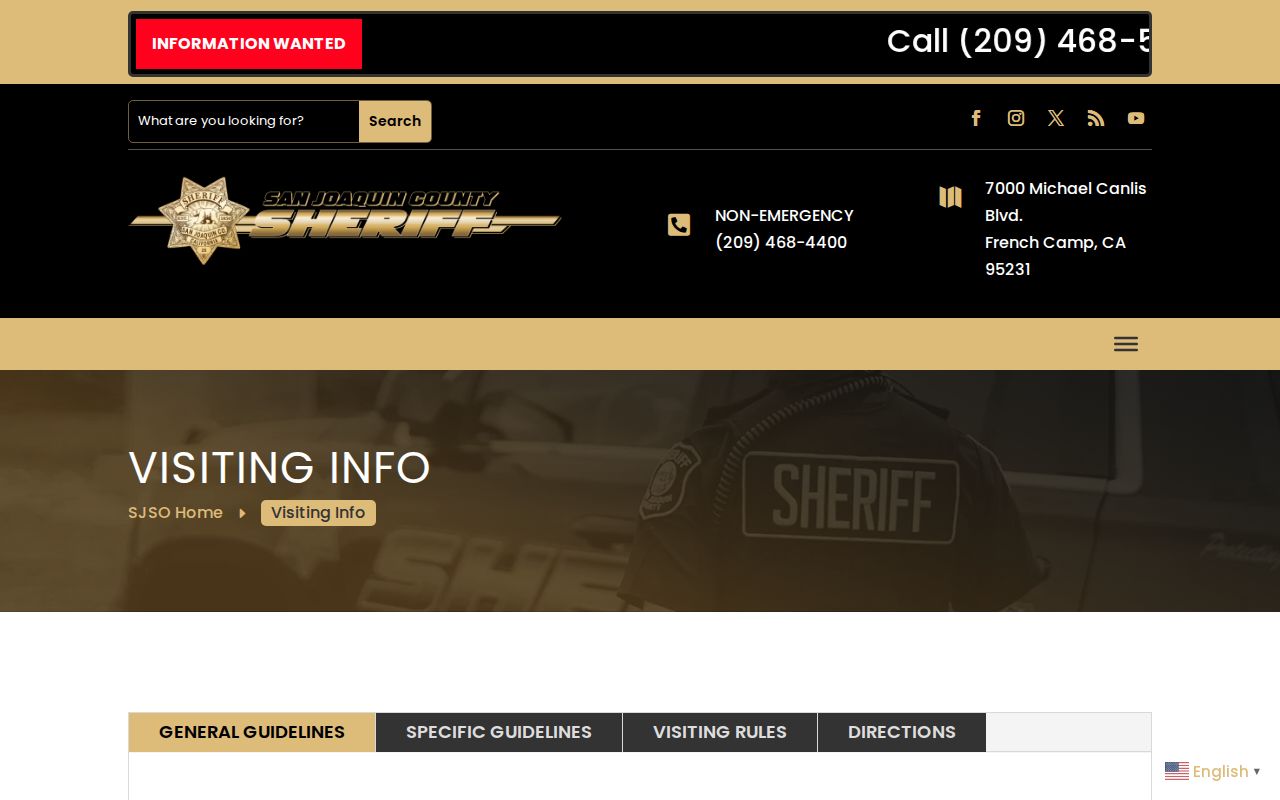 San Joaquin County jail visiting information