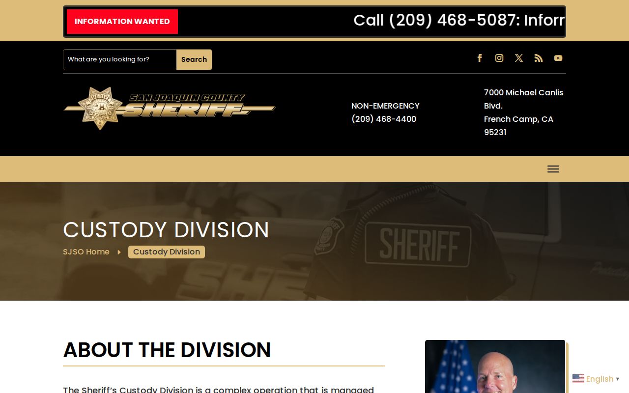 San Joaquin Sheriff custody FAQ and jail lookup directions