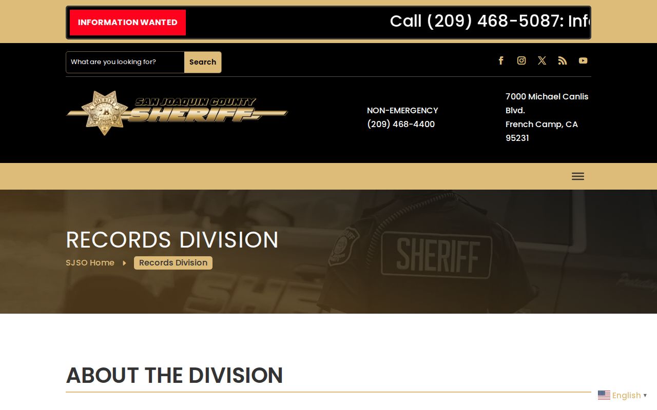 San Joaquin Sheriff Records Division report request information
