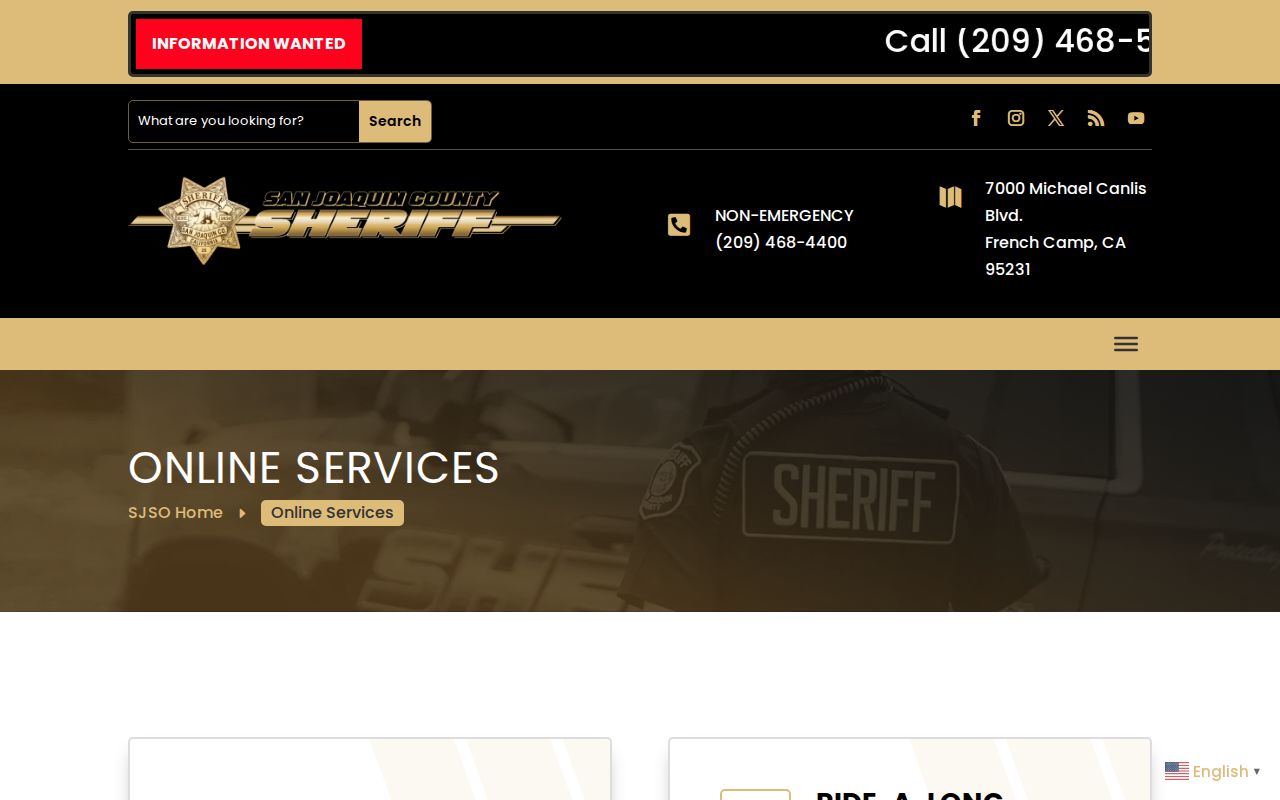 San Joaquin County Sheriff criminal records online services