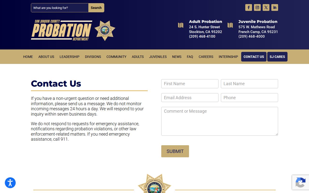 San Joaquin County criminal probation office contacts