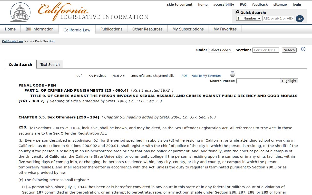 California Penal Code section 290 registration duties and tiers