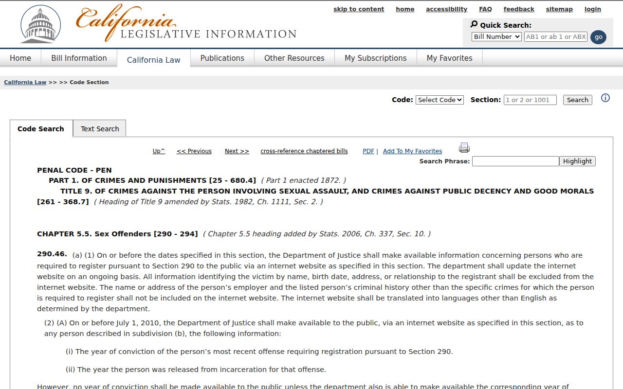 California Penal Code section 290.46 public disclosure and misuse rules