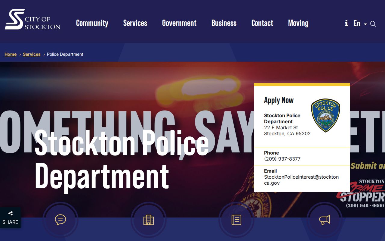 Stockton criminal records Police Department source